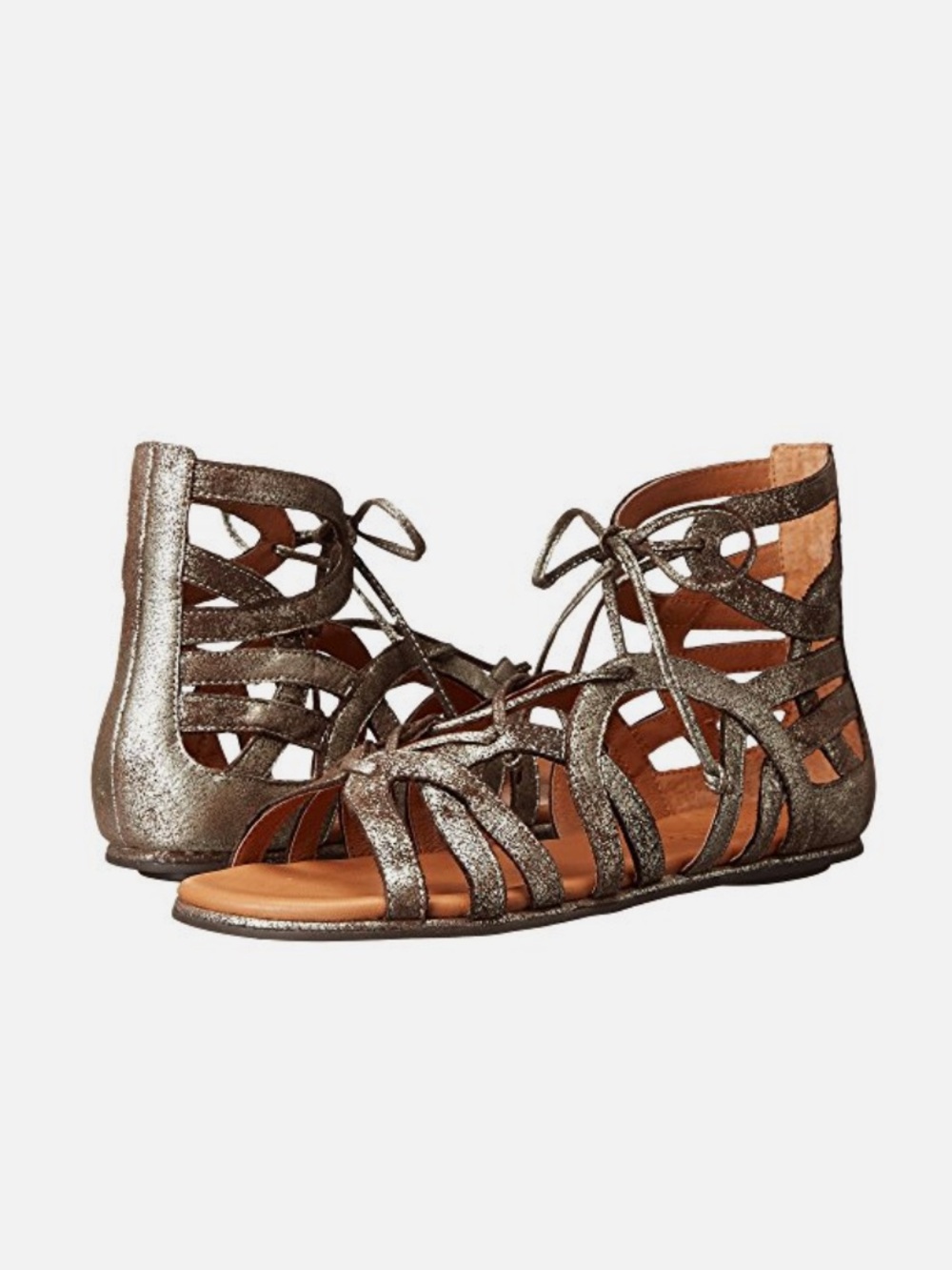 gentle souls Metallic Bronze Gladiator Lace-Up Sandals